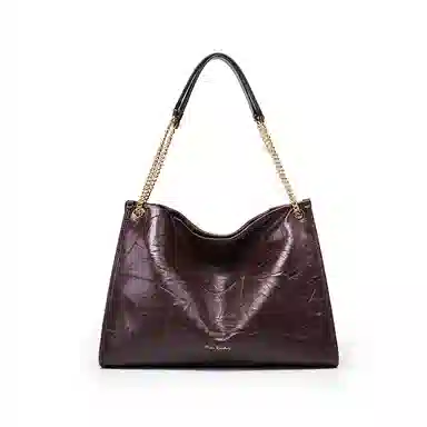 Pierre Cardin Vintage Chain Tote Bag Black Milk Tea