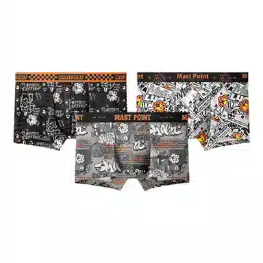 MAST POINT Plant Floral Cartoon Print Boxer Briefs 3-Pack
