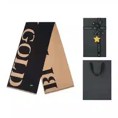 高梵 黑金高定保暖加厚 绒线围巾 男女同款情侣款 黑色