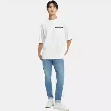 Calvin Klein Tapered Zip Jeans Blue