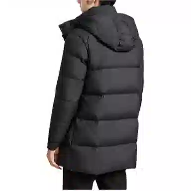 梦特娇 保暖中长时尚可脱卸帽纯色羽绒服 男款 黑色