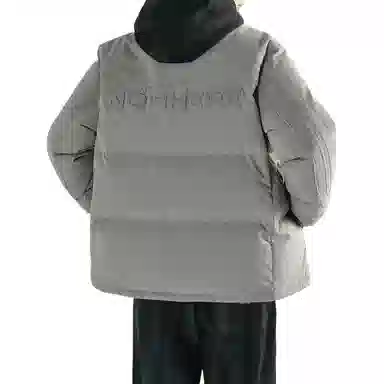 PEACEBIRD MEN Corduroy Patchwork Puffer Jacket Gray