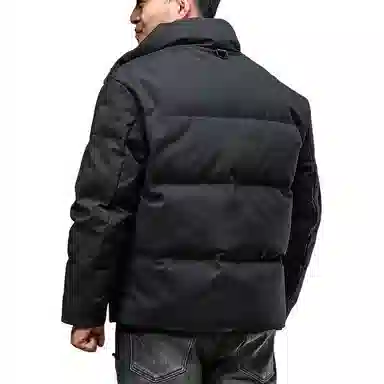 季言 百搭纯色防风面包羽绒服 男款 黑色