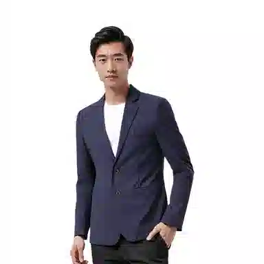 梦特娇 耐磨耐穿商务休闲百搭纯色单排扣西装 男款 灰蓝
