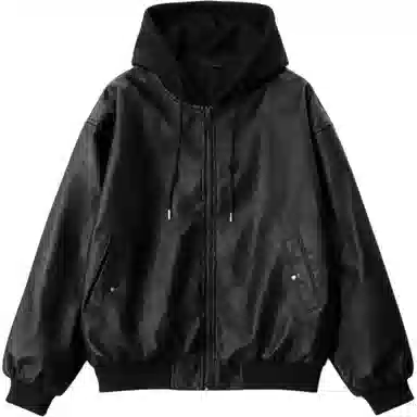 DEAR BETSY PU Leather Hoodie Jacket