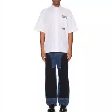 纪梵希 拼接拉链开合长款牛仔裤 男款 蓝色