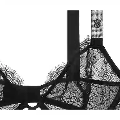 Victoria's Secret Sparkle Logo Lace Bra Black