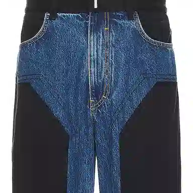 纪梵希 拼接拉链开合长款牛仔裤 男款 蓝色