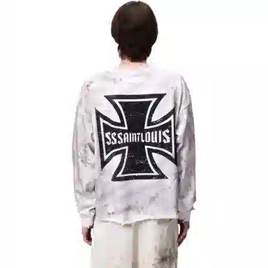 SSSAINT LOUIS Black Diamond Cross Badge Sweatshirt White