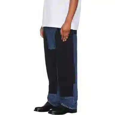 纪梵希 拼接拉链开合长款牛仔裤 男款 蓝色