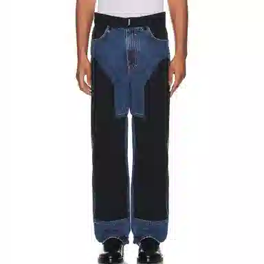 纪梵希 拼接拉链开合长款牛仔裤 男款 蓝色