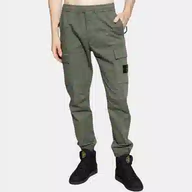 Stone Island Logo Slim Cargo Pants Green