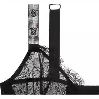 Victoria's Secret Sparkle Logo Lace Bra Black