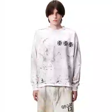 SSSAINT LOUIS Black Diamond Cross Badge Sweatshirt White