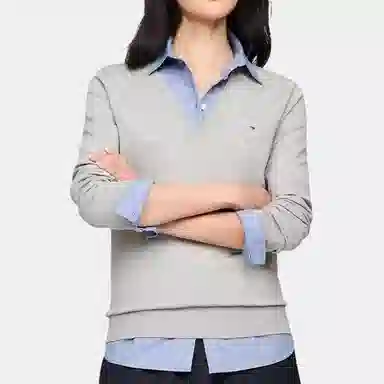 Tommy Hilfiger V-Neck Knit Sweater Grey