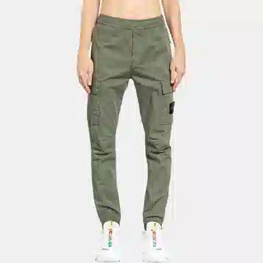 Stone Island Logo Slim Cargo Pants Green