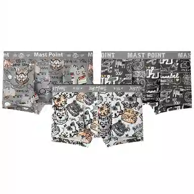 MAST POINT Plant Floral Cartoon Print Boxer Briefs 3-Pack