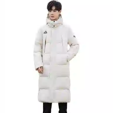 鸭鸭 字母徽标长款可脱卸帽加厚外套羽绒服 男款