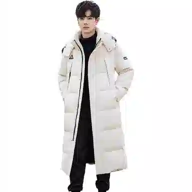 鸭鸭 字母徽标长款可脱卸帽加厚外套羽绒服 男款