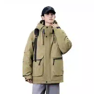 鸭鸭 短款宽松纯色时尚连帽羽绒服 男女同款