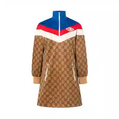 Gucci SS22 Embroidered Logo Dress Brown