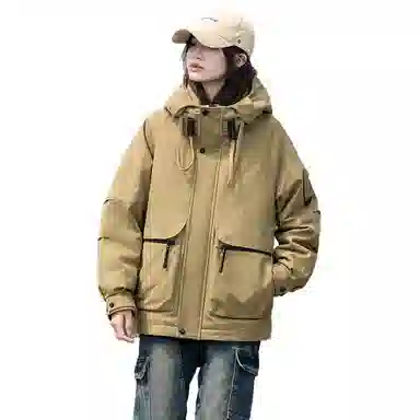 鸭鸭 短款宽松纯色时尚连帽羽绒服 男女同款