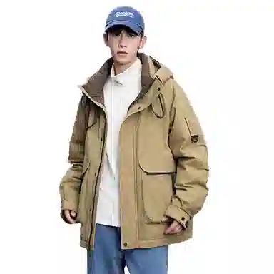 鸭鸭 短款宽松纯色时尚连帽羽绒服 男女同款