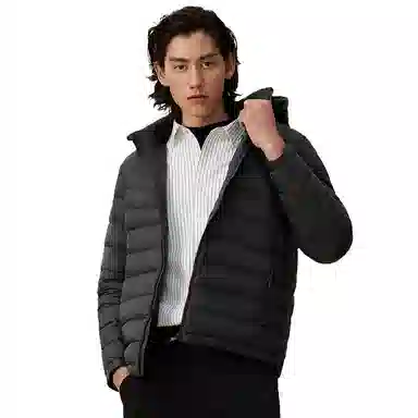 红豆 加厚纯色连帽长袖羽绒服 男款