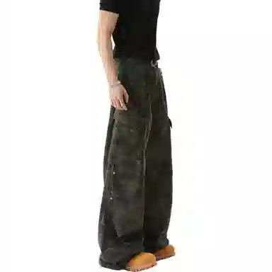TURN TIDE Wide Leg Cargo Denim Pants