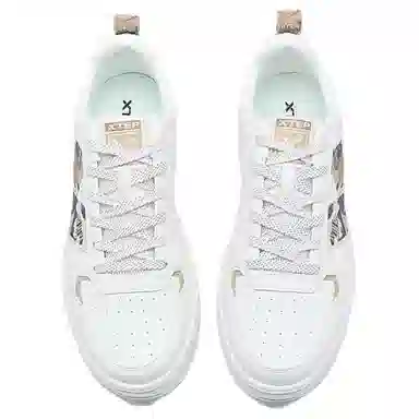 特步 耐磨透气 低帮 板鞋 男款 白棕