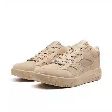 特步 乄行 潮流舒适 耐磨 中帮 板鞋 男款 棕灰