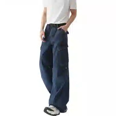 TURN TIDE Wide Leg Cargo Denim Pants