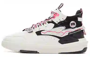 鸿星尔克 丹霞 潮流时尚 中帮 板鞋 女款 黑白色