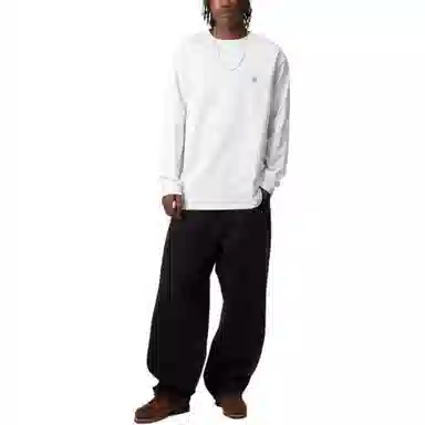 Carhartt WIP Logo Embroidered Long Sleeve Tee White