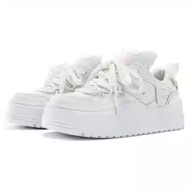 SENGUOGUO Minimalist Thick Sole Sneakers White