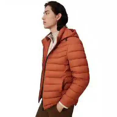 红豆 加厚纯色连帽长袖羽绒服 男款