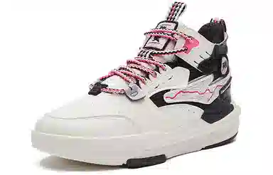 鸿星尔克 丹霞 潮流时尚 中帮 板鞋 女款 黑白色