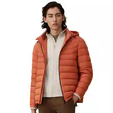 红豆 加厚纯色连帽长袖羽绒服 男款