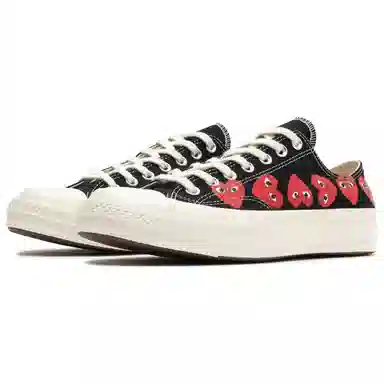 CDG Play x Converse Low Black White Red