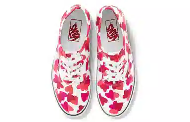 Vans Authentic White Red Heart Print