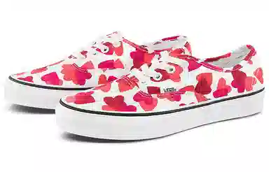 Vans Authentic White Red Heart Print