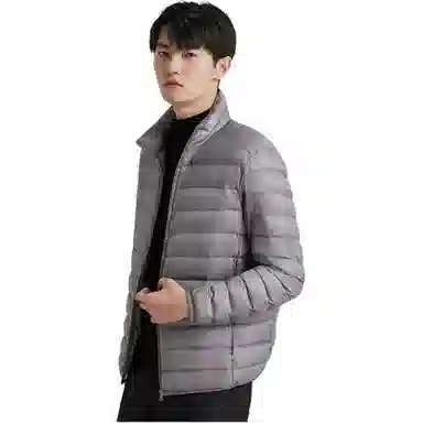 鸭鸭 纯色立领拉链休闲薄款羽绒服 男款
