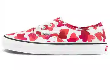 Vans Authentic White Red Heart Print