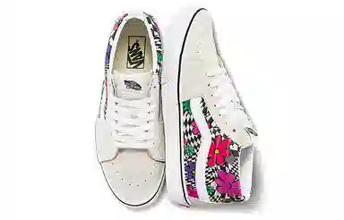 Vans SK8 Mid White Grey Floral Plaid