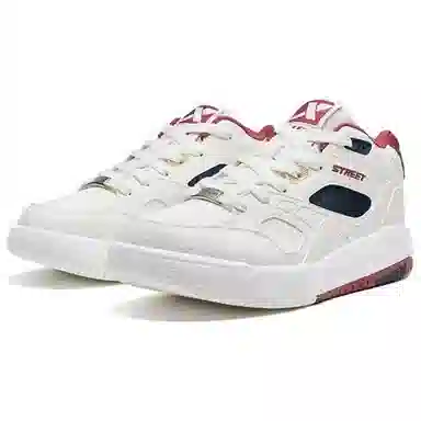 特步 舒适百搭 防滑包裹性轻便 中帮 板鞋 男款 帆白/靛蓝