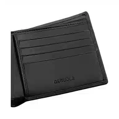 歌若拉 商务时尚简约三色设计 头层牛皮 钱包 常规 男款 黑色