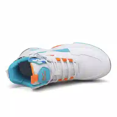 Warrior High-Top Basketball Sneakers White Blue Orange