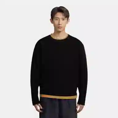 速写 针织拼色休闲长袖毛衣 男款 本黑