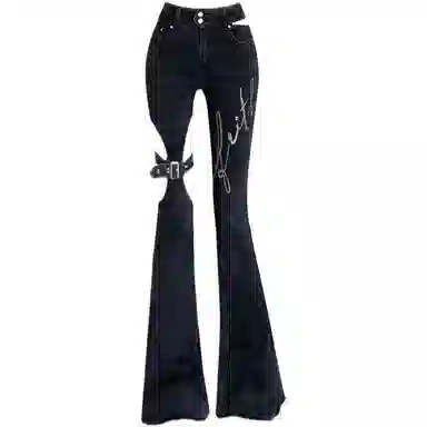 JUFU High Waist Slim Jeans Black