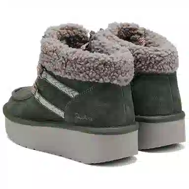 Skechers Suede Padded Snow Boots Olive